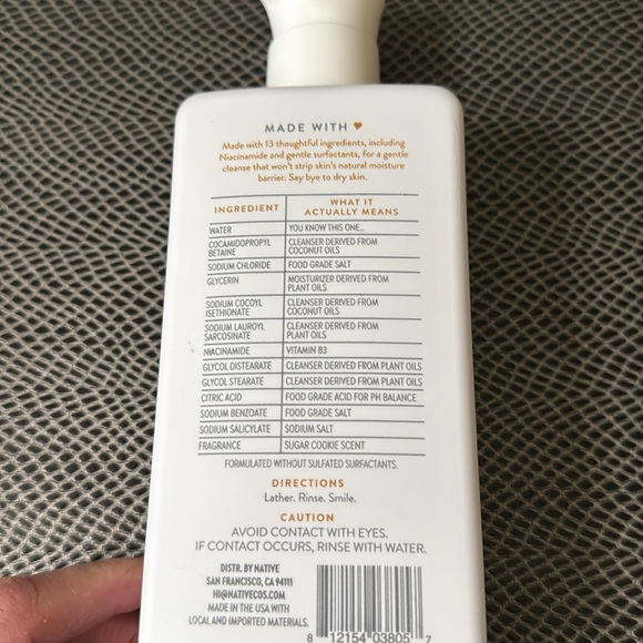 New Bottle of Native Sugar Cookie Moisturizing Facial Cleanser - Picture 2 of 4